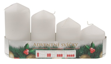 Adventná sviečka valec biela postupka60, 75, 90, 105 x 50 mm, 4 ks