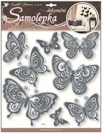 10073 Samolepky na zeď motýli se zrcadlovým efektem a černou glitrovou konturou 40x31cm-1