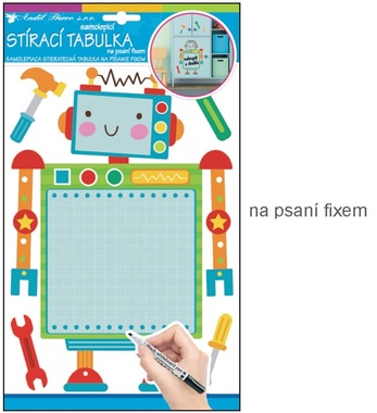 Samolepka tabuľka na písanie fixkou robot 30x21 cm