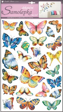 Samolepky na stenu farebne motýle 48x29 cm