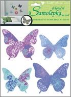 Samolepky na stenu 3D motýle modro - fialové  20x20x1 cm, 4 ks 