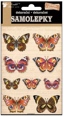 Samolepky skutočné motýle s 3D krídlami 19x10 cm 