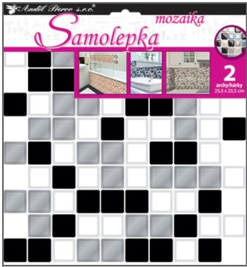 Samolepka na stenu mozaika plastická, imitácia obkladov, 2 archy 25,5x25,5 cm