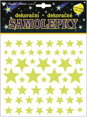 Samolepky svietiace v tme hviezdy 18x18cm