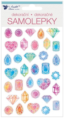Samolepky diamanty so striebornou razbou 14 x 19 cm