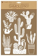 Samolepka na stenu biele kaktusy 27,5 x 41 cm