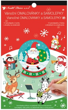 Samolepky a maľovanky vianočné 14 x 23 cm, Santa 