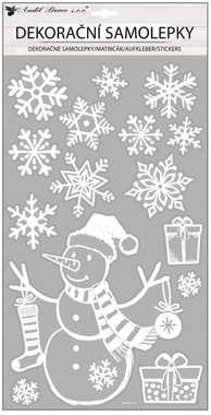Samolepka snehuliak s glitrami 24 x 47 cm