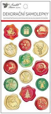 Samolepky vianočné pečate s leskom 10 x 21,5 cm, červené