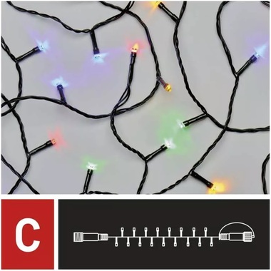 Osvetlenie vianočné - spojovacia reťaz 10 m+100 LED multicolor + 5cm prívodný kábel 