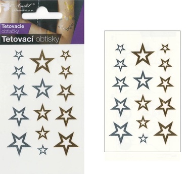 Tetovacie obtlačky zlaté a strieborné 10,5x6 cm hviezdy