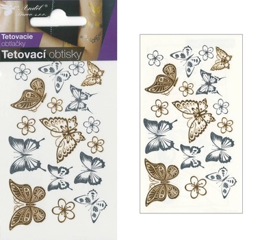 Tetovacie obtlačky zlaté a strieborné 10,5x6 cm- motýle