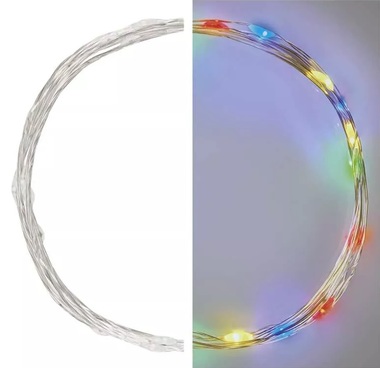 Osvetlenie NANO strieborné 1,9m - 20 LED multicolor+ časovač