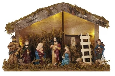 Osvetlenie drevený Betlehem rozmer: 26,3 × 17 cm, 6 LED, teplá biela