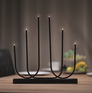 11399 Svícen černý LED svítící, 6 LED, teplá bílá, 38 x 40,5 x 6 cm-4 11399 Svícen černý LED svítící, 6 LED, teplá bílá, 38 x 40,5 x 6 cm-4