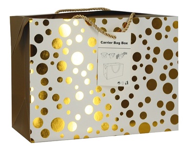 Darčeková taška uzatvárateľná  27x20x13 cm so zlatými bodkami 