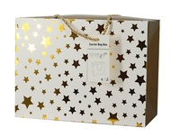 Darčeková taška uzatvárateľná  18x12x9 cm so zlatými hviezdičkami