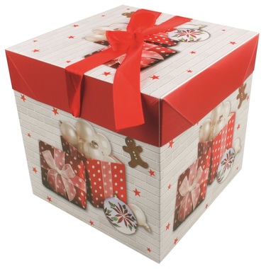 Darčeková krabička skladacia s mašľou L 21,5x21,5x21,5 cm 