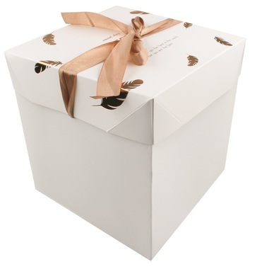 Darčeková krabička skladacia s mašľou XS 10,5x10,5x10,5 cm pierka