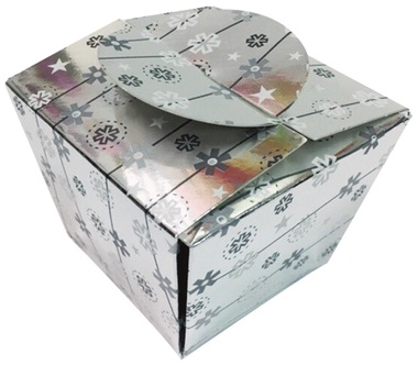 Krabička skladacia darčeková strieborná 8x8x6 cm