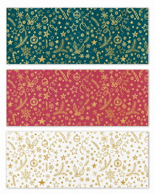 Baliaci papier zlatá potlač 3 motívy, 70 g, 500 x 70 cm