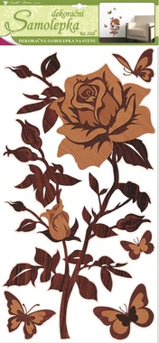Samolepky na stenu ruže s imitáciou dreva, 60x32 cm 
