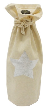 Látkové vrecko na fľašu so striebornou hviezdou 15 x 32 cm
