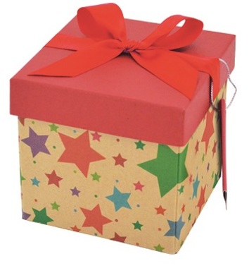 Darčeková krabička skladacia s mašľou vianočná XS 10x10x10 cm 