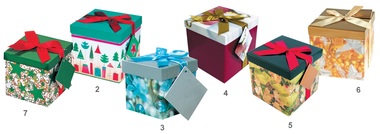 Darčeková krabička skladacia s mašľou vianočná., 15x15x15 cm M