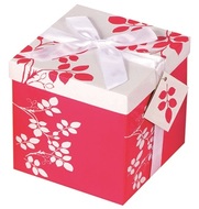 Darčeková krabička-10. Červeno-biela s kvetinami