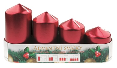 Adventná sviečka valec bordó LAK postupka 60, 75, 90, 105 x 50 mm, 4 ks 