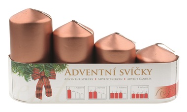 Adventná sviečka valec medená LAK postupka 60, 75, 90, 105 x 50 mm, 4 ks