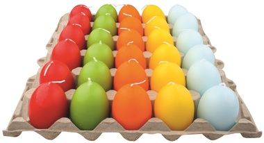 Sviečka vajce 45 x 60 mm, mix 5 barev, 30 ks
