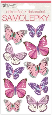 Samolepky s 3D s krídlami 10 x 21,5 cm, motýle