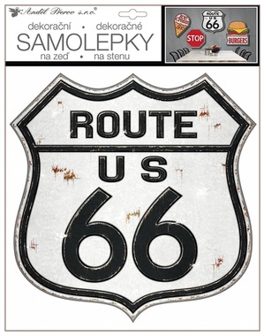 Samolepiaca ceduľka Route 66 30 x 30 cm