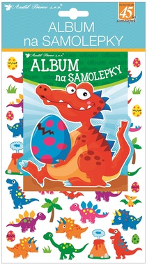 Album na samolepky hologram, 45 samolepiek 16x29 cm, dinosaury