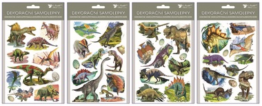 Samolepky s glitrami a 3D efektom Dinosaury 13 x 19 cm