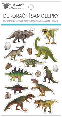Samolepky dinosaury plastické 10,5 x 19 cm