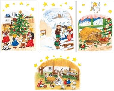 Pohlednice malované 20 ks, české Vianoce