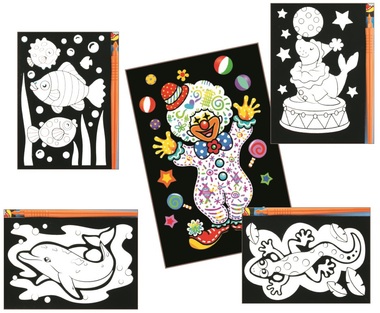 Škrabacie obrázky s farebnými ornamentmi 15x10 cm