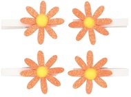 Kytičky oranžové s glitrami na kolíčku 5 cm, 4 ks vo vrecku