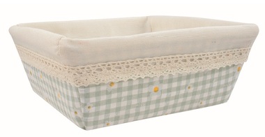 Košík látkový tyrkysovo modrý s kvetinami 19 x 7 x 19 cm