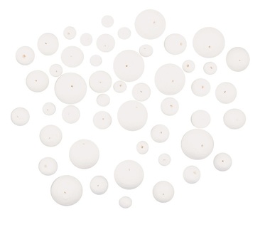 Guličky z buničiny s dierkou, mix veľkostí 12-30 mm, 50 ks
