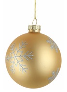 19087 Sada skleněn&yacute;ch baněk 8 cm, 4 ks v balen&iacute;, zlat&aacute; s vločkou-1