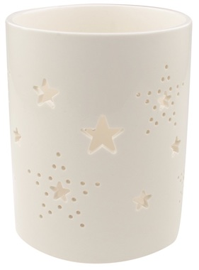 Svietnik keramický biely s hviezdami 13 cm