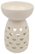 19529 Aromalampa porcelánová bílá se srdíčky 14 cm -1