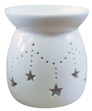 Aromalampa porcelánová s hviezdami 10 cm, biela