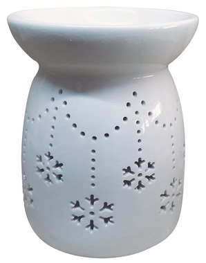 Aromalampa porcelánová s vločkami 13 cm, biela