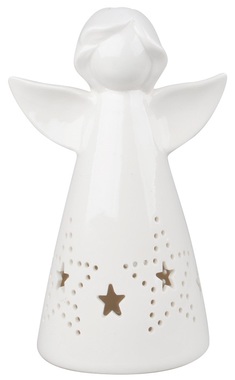 Anjel porcelánový s hviezdou s LED 16 cm