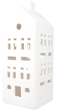 Porcelánový svietnik domček matný s LED 21,5 cm